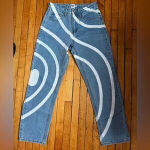 Princess Polly Straight Leg Jeans Women Size 0 High-Rise Paint Art